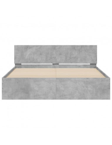 Giroletto con Testiera e LED Grigio Cemento 160x200 cm