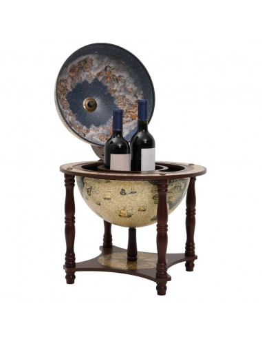 Bar a Globo Portavini Marrone Legno Massello di Eucalipto