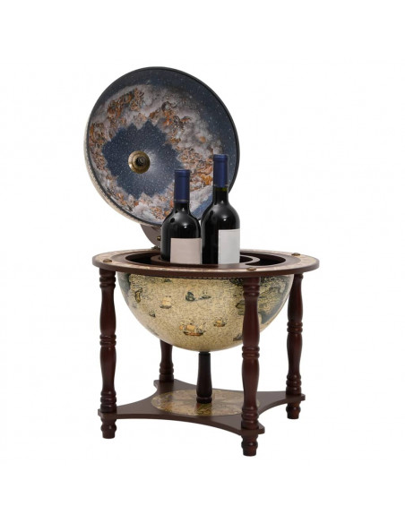 Bar a Globo Portavini Marrone Legno Massello di Eucalipto