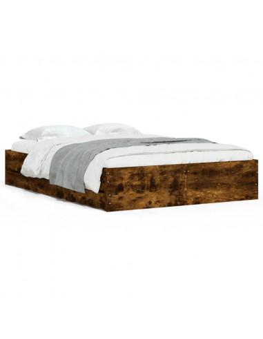 Giroletto con Cassetti Rovere Fumo 135x190 cm Legno Multistrato