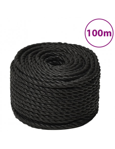 Corda da Lavoro Nera 16 mm 100 m in Polipropilene