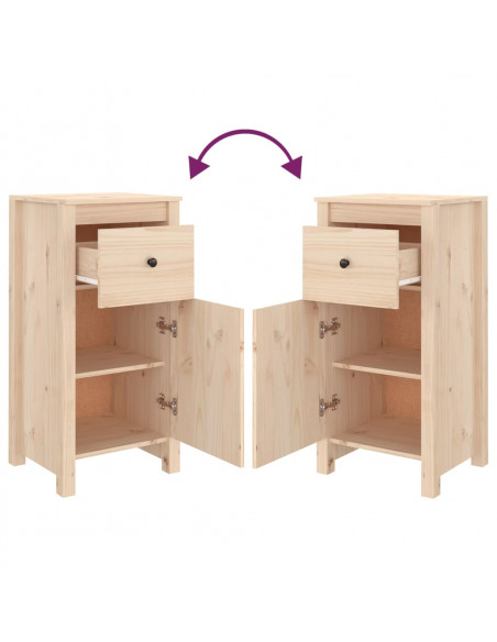 Credenze 2 pz 40x35x80 cm in Legno Massello di Pino