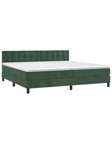 Giroletto a Molle con Materasso Verde Scuro 200x200 cm Velluto
