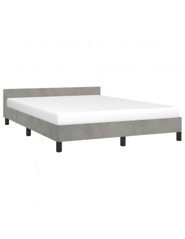 Giroletto con Testiera Grigio Chiaro 140x200 cm in Velluto