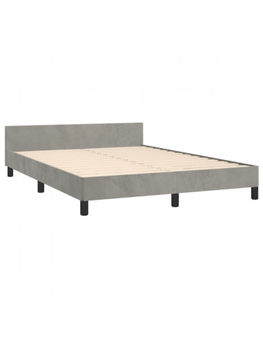 Giroletto con Testiera Grigio Chiaro 140x200 cm in Velluto