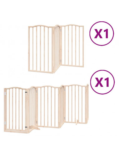 Cancello per Cani con Porta Pieghevole 9 Pannelli 450 cm Pioppo