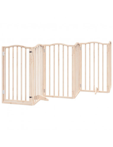 Cancello per Cani con Porta Pieghevole 9 Pannelli 450 cm Pioppo