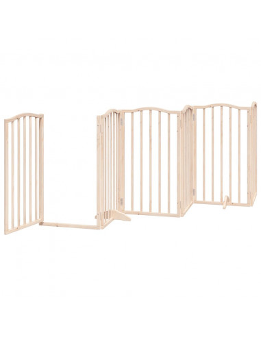 Cancello per Cani con Porta Pieghevole 9 Pannelli 450 cm Pioppo