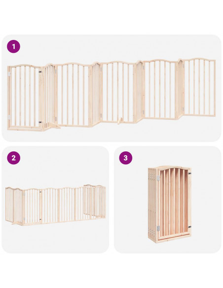 Cancello per Cani con Porta Pieghevole 9 Pannelli 450 cm Pioppo