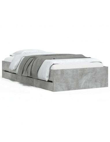 Giroletto Cassetti Grigio Cemento 90x200 cm Legno Multistrato