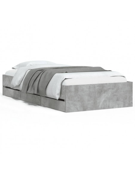 Giroletto Cassetti Grigio Cemento 90x200 cm Legno Multistrato