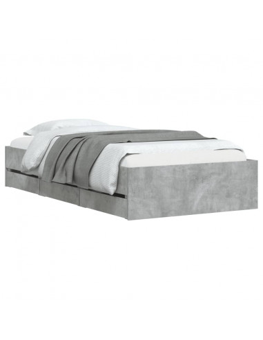 Giroletto Cassetti Grigio Cemento 90x200 cm Legno Multistrato