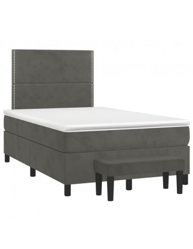 Giroletto a Molle con Materasso Grigio Scuro 120x190 cm Velluto