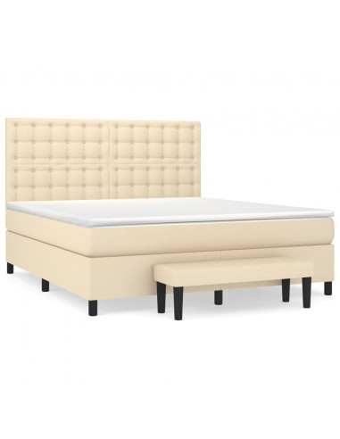 Giroletto a Molle con Materasso Crema 180x200 cm in Tessuto