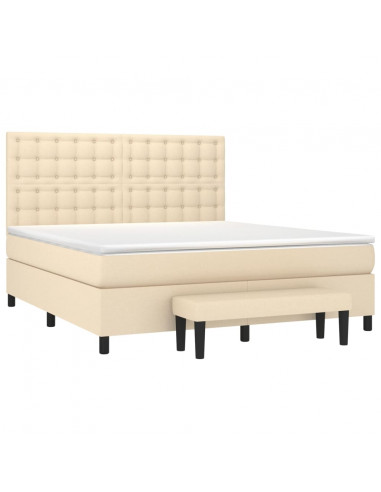 Giroletto a Molle con Materasso Crema 180x200 cm in Tessuto