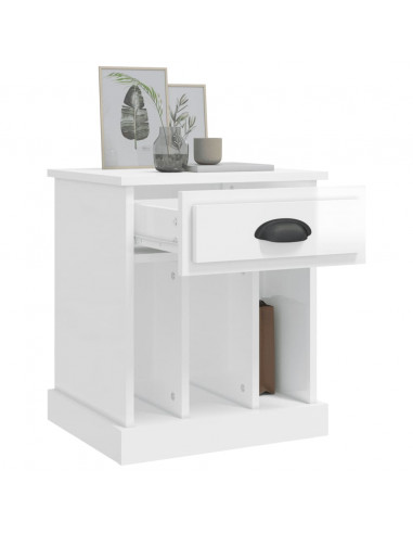 Comodino Bianco Lucido 43x36x50 cm