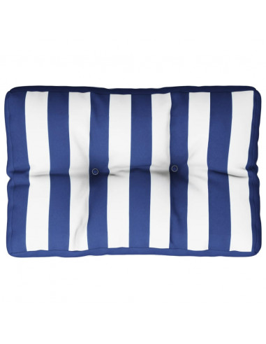 Cuscino per Pallet Strisce Bianche e Blu 50x40x12 cm in Tessuto