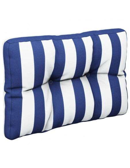 Cuscino per Pallet Strisce Bianche e Blu 50x40x12 cm in Tessuto