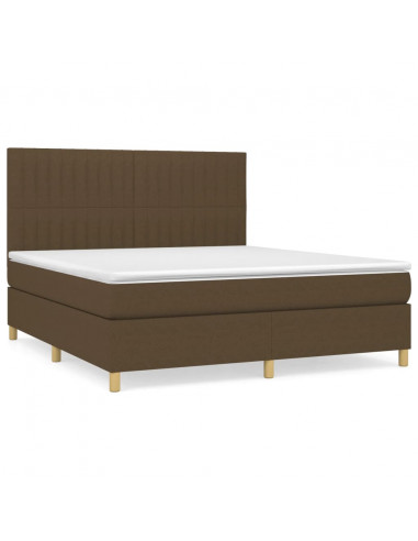 Giroletto a Molle con Materasso Marrone Scuro 160x200cm Tessuto