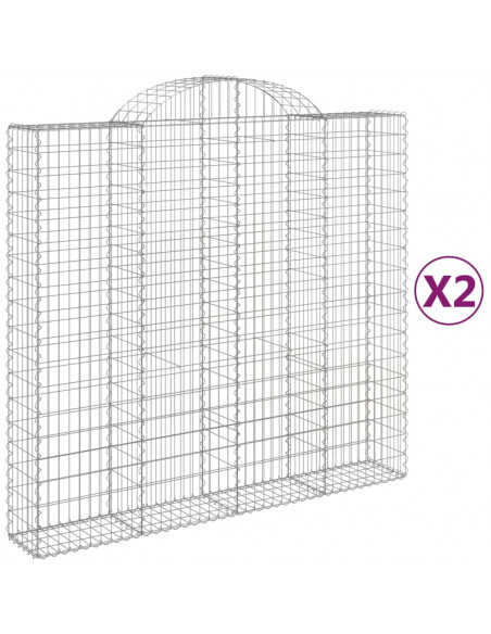 Cesti Gabbioni ad Arco 2 pz 200x50x180/200 cm Ferro Zincato