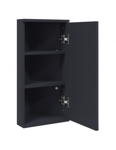 Armadietto Angolare con Specchio da Bagno Grigio 30x24x60 cm