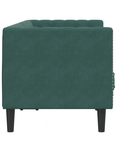 Divano Chesterfield con Rinforzi 2 Posti Verde Scuro in Velluto