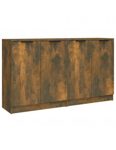 Credenze 2 pz Rovere Fumo 60x30x70 cm in Legno Multistrato 2