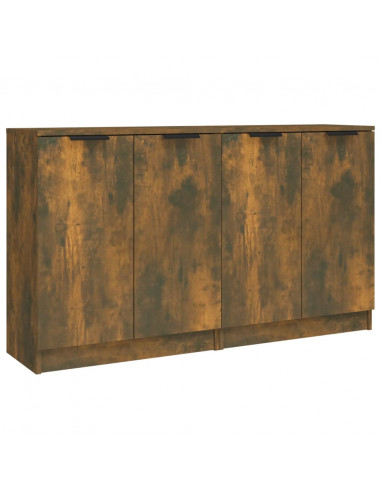 Credenze 2 pz Rovere Fumo 60x30x70 cm in Legno Multistrato