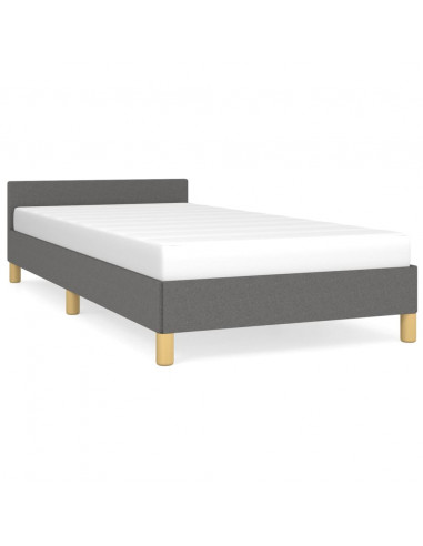 Giroletto con Testiera Grigio Scuro 90x200 cm in Tessuto