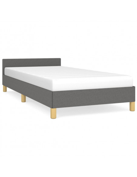 Giroletto con Testiera Grigio Scuro 90x200 cm in Tessuto