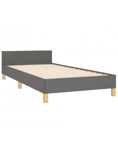Giroletto con Testiera Grigio Scuro 90x200 cm in Tessuto