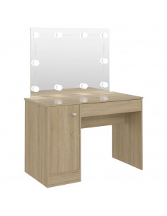 Toeletta con Luci LED 110x55x145 cm in MDF Rovere 2