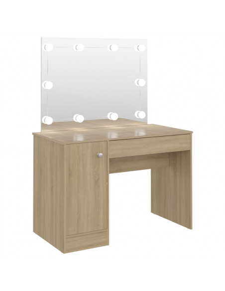 Toeletta con Luci LED 110x55x145 cm in MDF Rovere