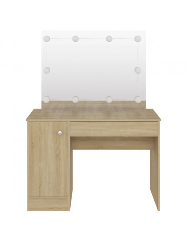 Toeletta con Luci LED 110x55x145 cm in MDF Rovere