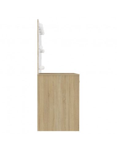 Toeletta con Luci LED 110x55x145 cm in MDF Rovere