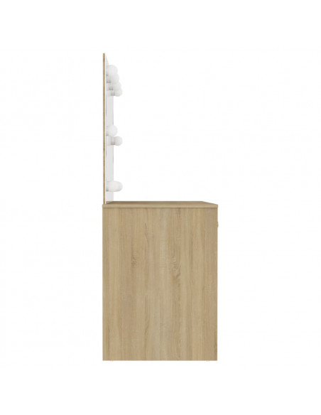 Toeletta con Luci LED 110x55x145 cm in MDF Rovere