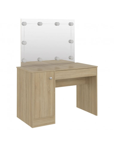 Toeletta con Luci LED 110x55x145 cm in MDF Rovere