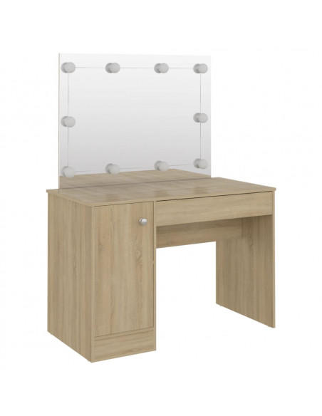 Toeletta con Luci LED 110x55x145 cm in MDF Rovere
