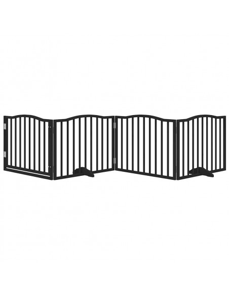 Cancello per Cani Porta Pieghevole Nero 4 Pannelli 320cm Pioppo