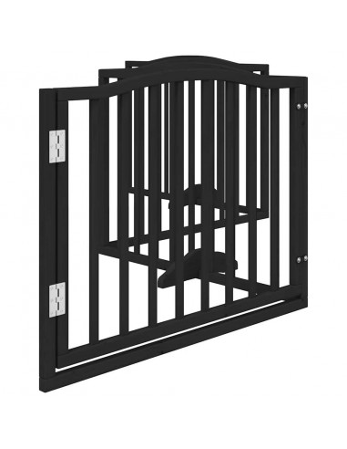 Cancello per Cani Porta Pieghevole Nero 4 Pannelli 320cm Pioppo