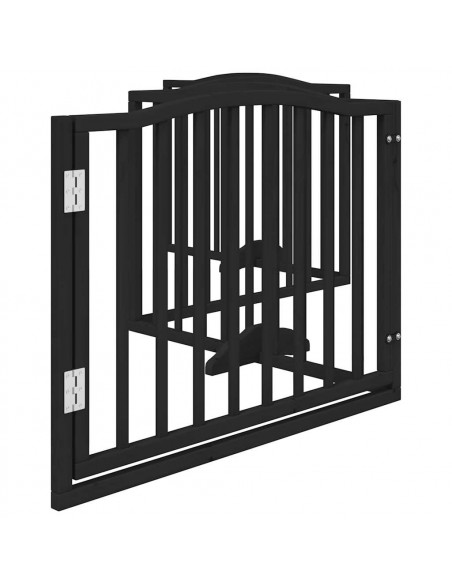 Cancello per Cani Porta Pieghevole Nero 4 Pannelli 320cm Pioppo
