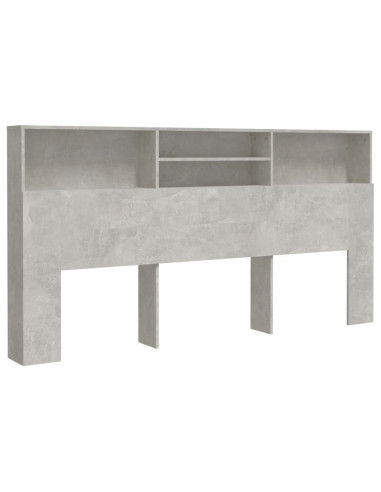 Testiera con Contenitore Grigio Cemento 200x19x103,5 cm