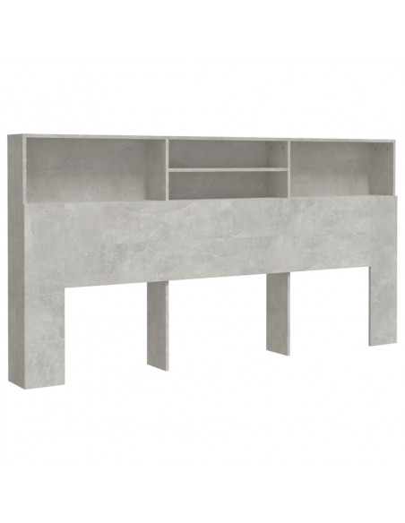 Testiera con Contenitore Grigio Cemento 200x19x103,5 cm