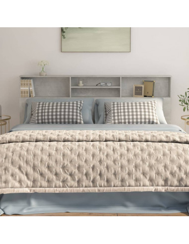 Testiera con Contenitore Grigio Cemento 200x19x103,5 cm