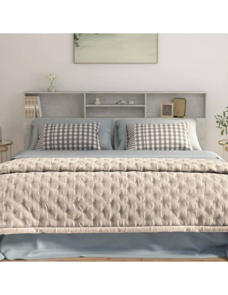 Testiera con Contenitore Grigio Cemento 200x19x103,5 cm