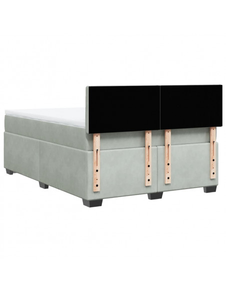 Giroletto a Molle con Materasso Grigio Chiaro 160x200cm Velluto