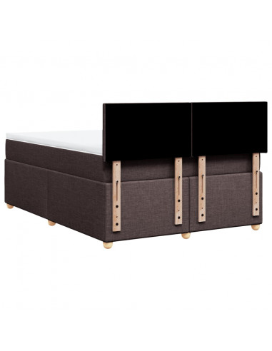 Giroletto a Molle con Materasso Marrone Scuro 160x200cm Tessuto