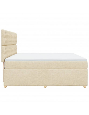 Giroletto a Molle con Materasso Crema 180x200 cm in Tessuto