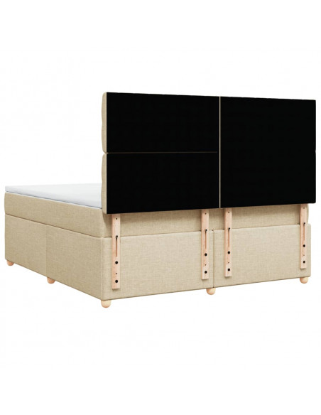 Giroletto a Molle con Materasso Crema 180x200 cm in Tessuto