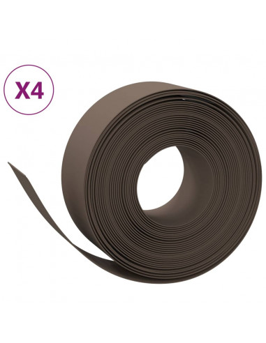 Bordature da Giardino 4 pz Marroni 10 m 20 cm in Polietilene